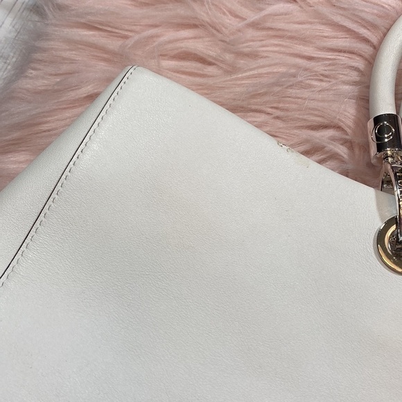 Luna by LaVoie Alex Bianco White Leather Tote Handbag - Picture 7 of 13